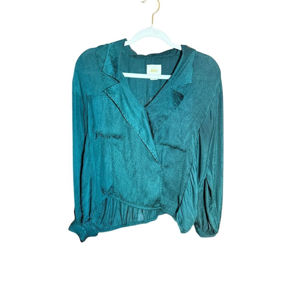 Anthropologie Maeve Almeria Emerald Green Paisley Blouse Sz Small